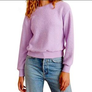 Marine Layer Birdseye Sweatshirt Crewneck Lavender Textured Sweater  Meduim